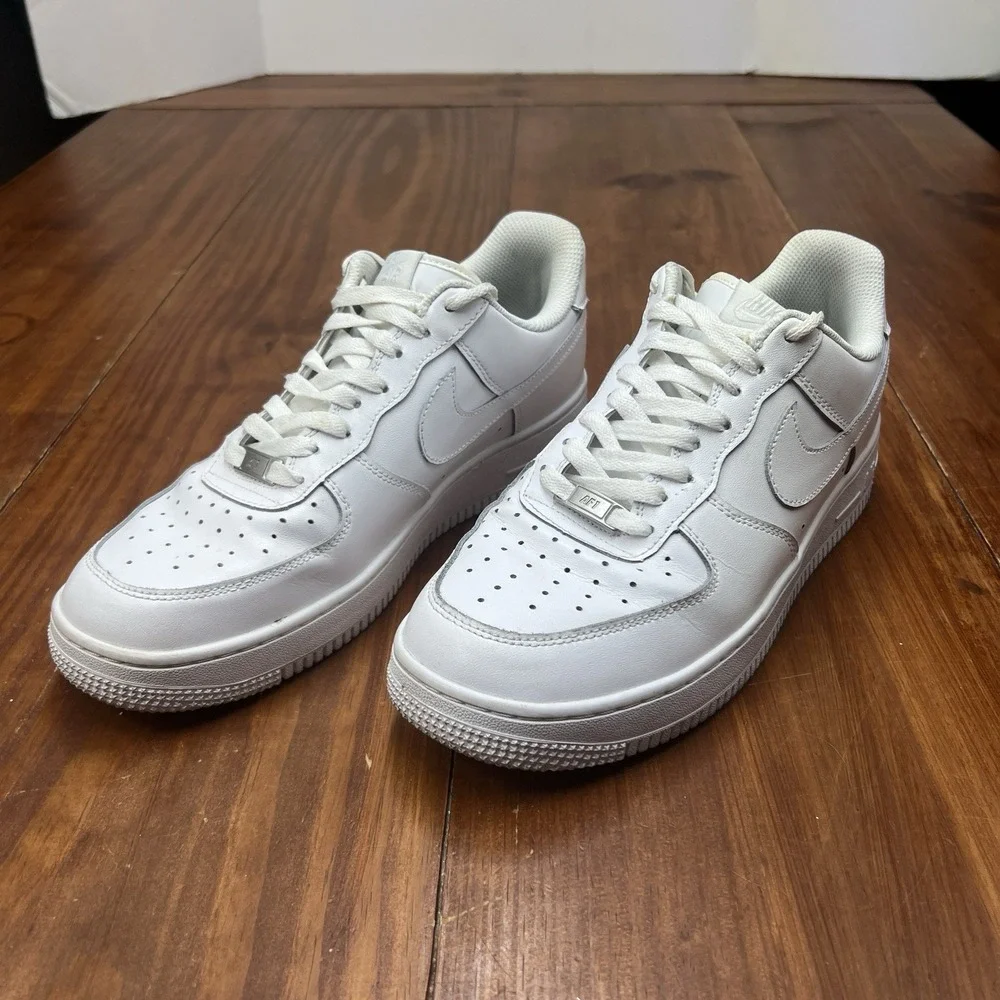 Nike Air Force 1 Low White Leather Sneakers Men's Size 10 Shoes AF1